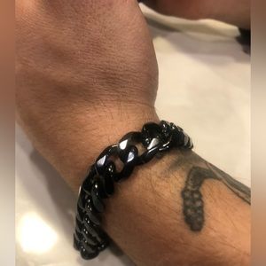 MEN’s boy black thick SIMPLE CUBAN CHAIN LINK bracelet GIFT 🎁